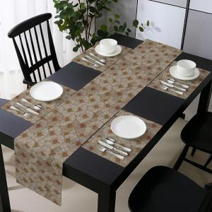 Ambesonne Horses Table Runner & Placemats, Classic Swedish Dalecarlian Coral Azure Blue Animals and Green Floral Arrangement, Set for Dining Table Decor, Placemat 4 pcs + Runner 16″x72″, Blue Burgundy(Tan Orange Marigold)
