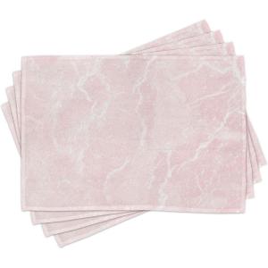 Ambesonne Marble Print Place Mats Set of 4, Murky Gemstone Scratches Natural Beauty Mineral Crystal Shape Digital, Washable Fabric Placemats for Dining Table, Standard Size, Pink White