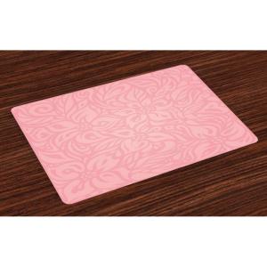 Ambesonne Peach Place Mats Set of 4, Floral Arrangement with Wildflowers and Leaves Abstract Valentines Day Inspired Art, Washable Fabric Placemats for Dining Room Kitchen Table Decor, Pale Pink