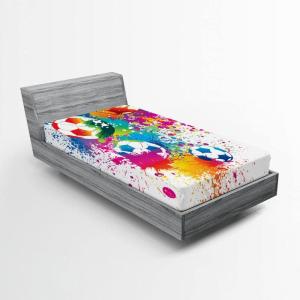 Ambesonne Puppy Fitted Sheet, Funny Christmas Themed Watercolor Painting of Happy Corgi Dog with Deer Antlers Image, Soft Decorative Fabric Bedding All-Round Elastic Pocket, Twin Size, Pale Coffee(Magenta Orange)