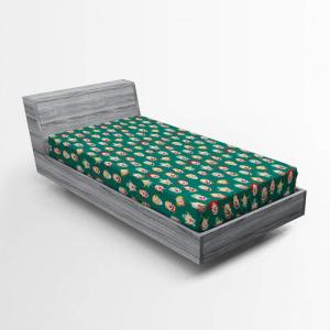 Ambesonne Puppy Fitted Sheet, Funny Christmas Themed Watercolor Painting of Happy Corgi Dog with Deer Antlers Image, Soft Decorative Fabric Bedding All-Round Elastic Pocket, Twin Size, Pale Coffee(Teal Multicolor)