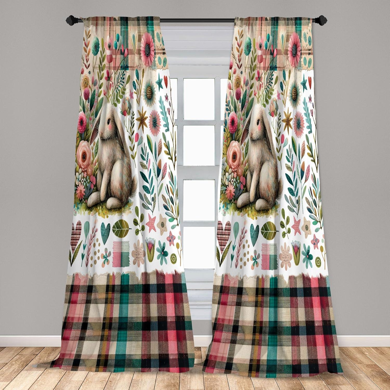 imageAmbesonne Dinosaur Curtains Delicate Cartoon Animals of Jurassic Scenario Funny Jungle Pastel Tones Window Treatments 2 Panel Set for Living Room Bedroom Pair of 28 x 95 Blush Blue Grey WhitePale Mustard Multicolor