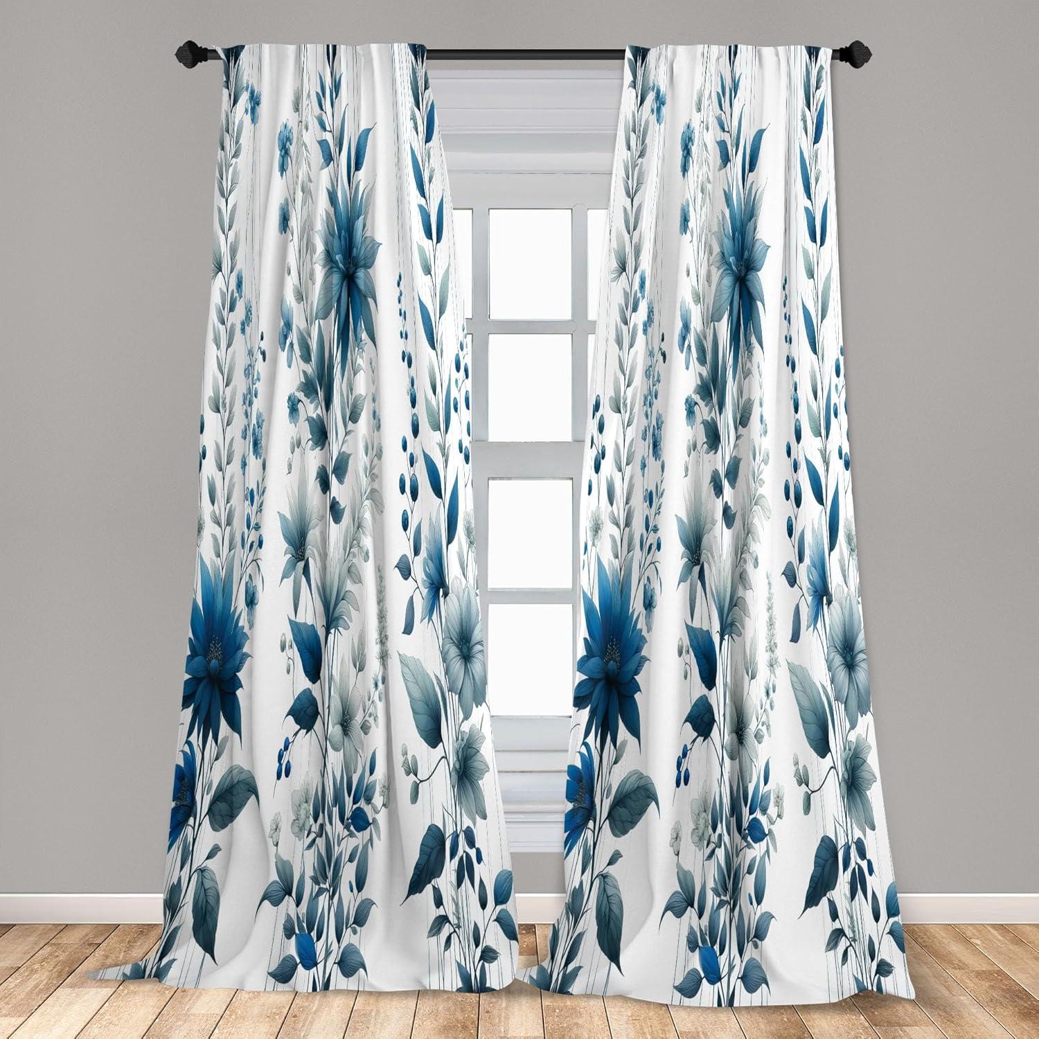 imageAmbesonne Dinosaur Curtains Delicate Cartoon Animals of Jurassic Scenario Funny Jungle Pastel Tones Window Treatments 2 Panel Set for Living Room Bedroom Pair of 28 x 95 Blush Blue Grey WhiteSlate Blue and Sea Blue