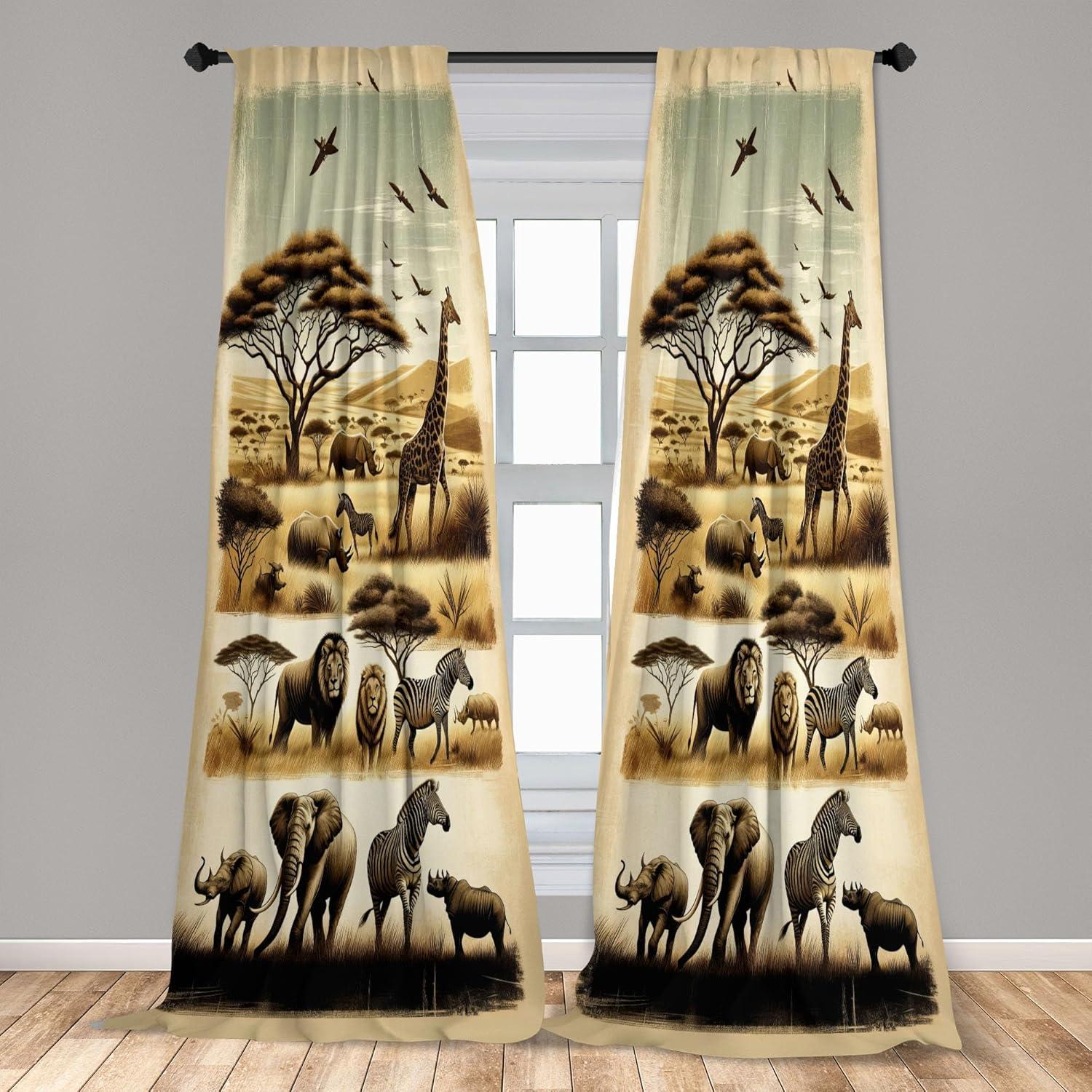 imageAmbesonne Dinosaur Curtains Delicate Cartoon Animals of Jurassic Scenario Funny Jungle Pastel Tones Window Treatments 2 Panel Set for Living Room Bedroom Pair of 28 x 95 Blush Blue Grey WhitePale Coffee Sand Brown