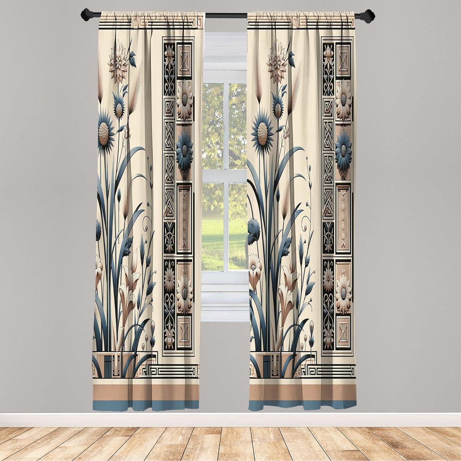 imageAmbesonne Dinosaur Curtains Delicate Cartoon Animals of Jurassic Scenario Funny Jungle Pastel Tones Window Treatments 2 Panel Set for Living Room Bedroom Pair of 28 x 95 Blush Blue Grey WhiteSlate Blue Beige Tan