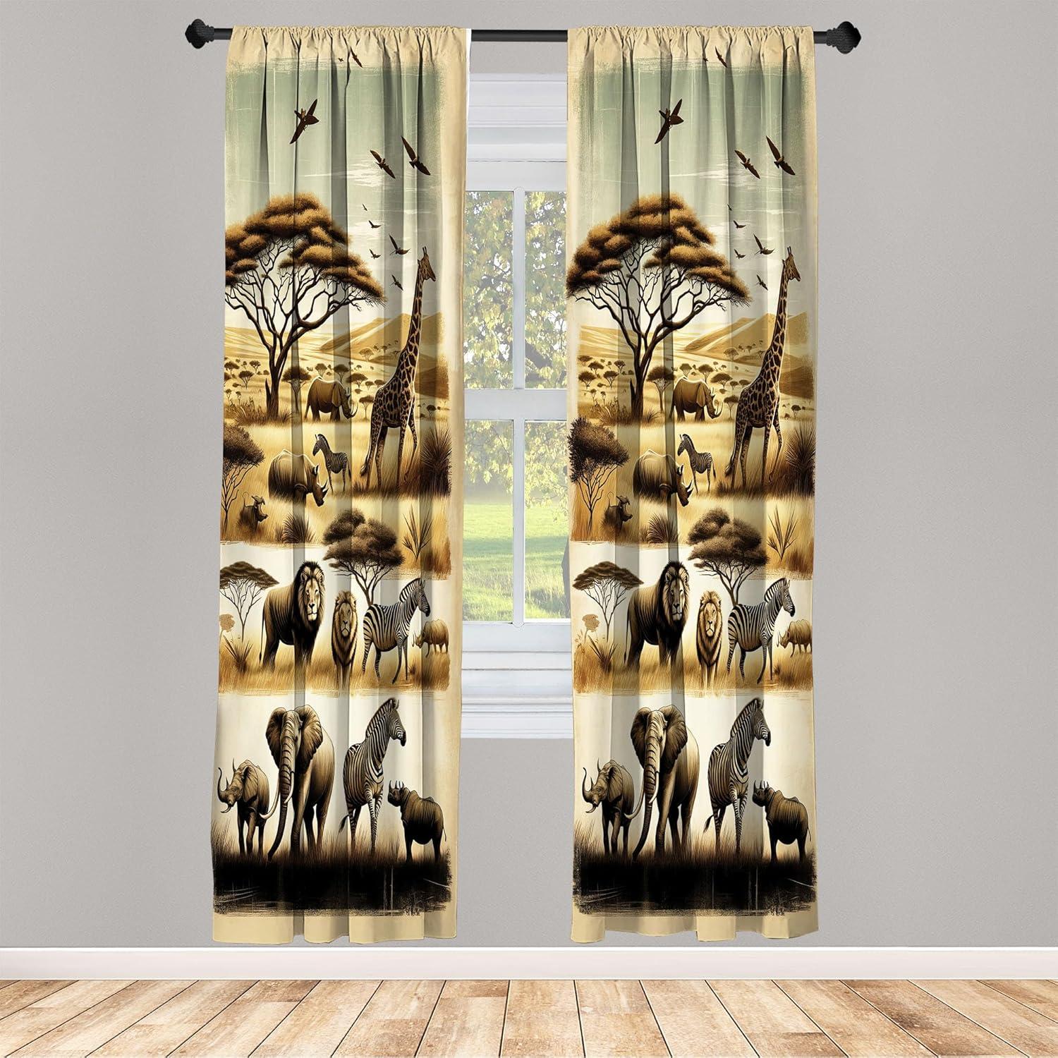 imageAmbesonne Dinosaur Curtains Delicate Cartoon Animals of Jurassic Scenario Funny Jungle Pastel Tones Window Treatments 2 Panel Set for Living Room Bedroom Pair of 28 x 95 Blush Blue Grey WhitePale Coffee Sand Brown