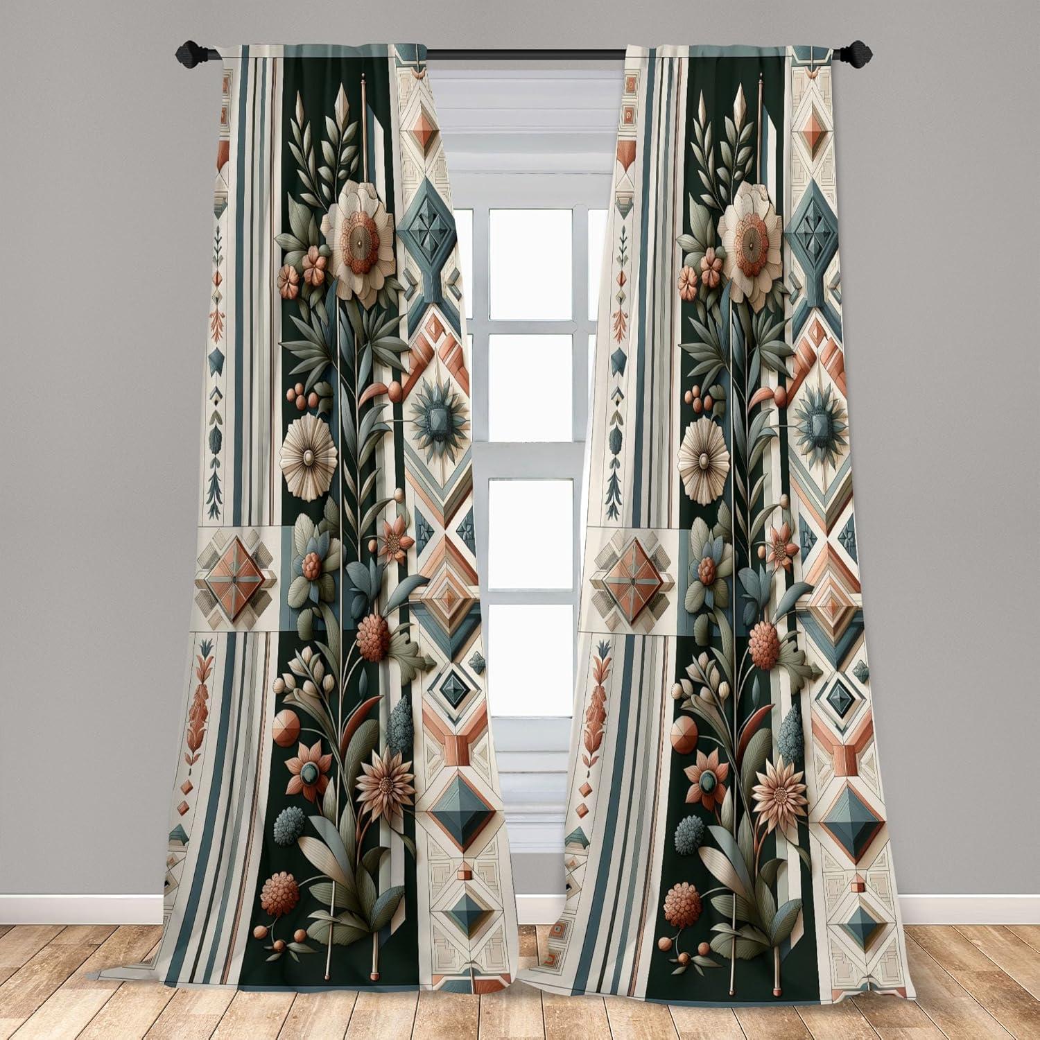 imageAmbesonne Dinosaur Curtains Delicate Cartoon Animals of Jurassic Scenario Funny Jungle Pastel Tones Window Treatments 2 Panel Set for Living Room Bedroom Pair of 28 x 95 Blush Blue Grey WhiteLaurel Green Salmon Beige