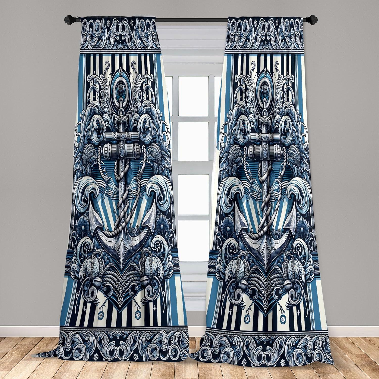 imageAmbesonne Dinosaur Curtains Delicate Cartoon Animals of Jurassic Scenario Funny Jungle Pastel Tones Window Treatments 2 Panel Set for Living Room Bedroom Pair of 28 x 95 Blush Blue Grey WhiteSea Blue White Dark Grey