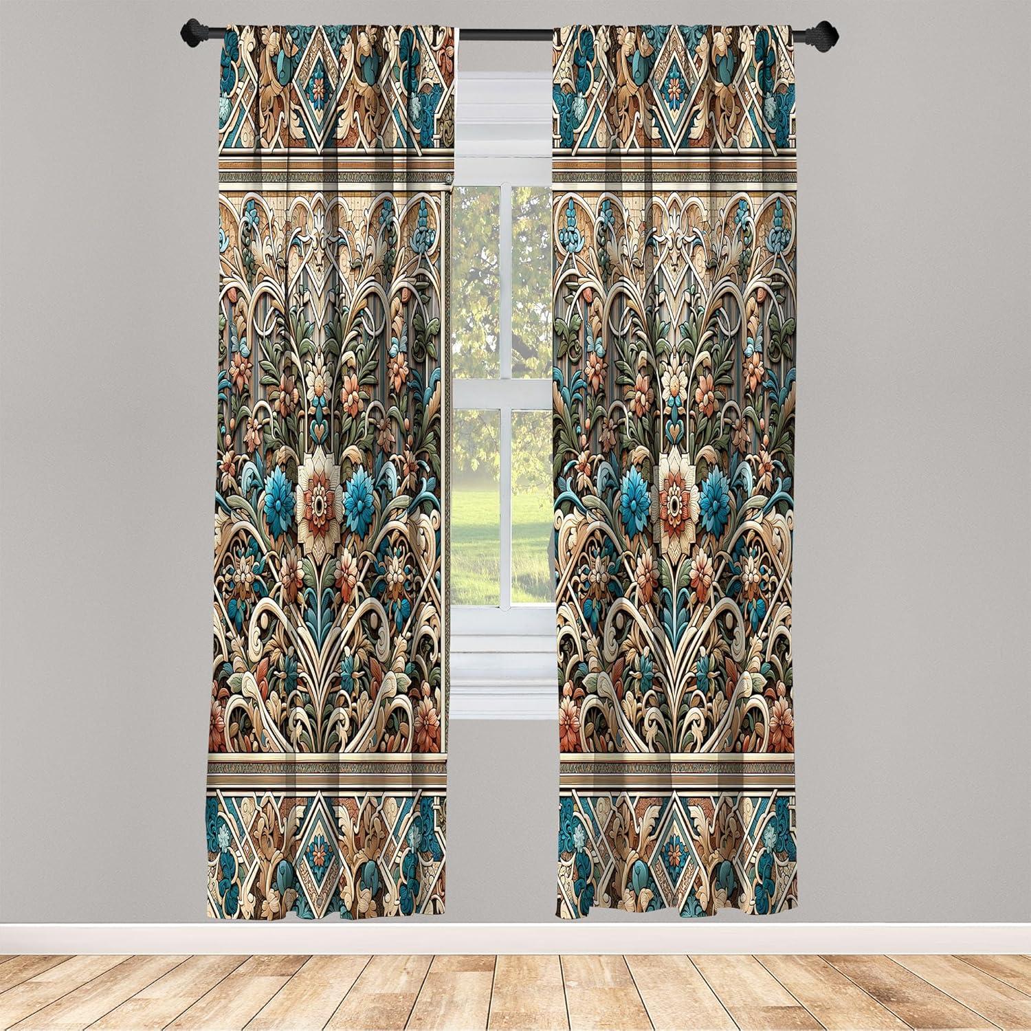 imageAmbesonne Dinosaur Curtains Delicate Cartoon Animals of Jurassic Scenario Funny Jungle Pastel Tones Window Treatments 2 Panel Set for Living Room Bedroom Pair of 28 x 95 Blush Blue Grey WhiteChampagne Pale Blue Ecru