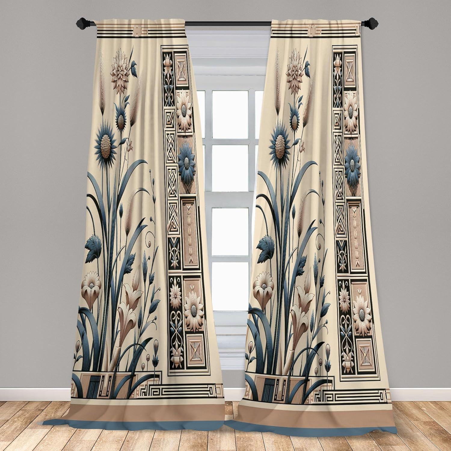 imageAmbesonne Dinosaur Curtains Delicate Cartoon Animals of Jurassic Scenario Funny Jungle Pastel Tones Window Treatments 2 Panel Set for Living Room Bedroom Pair of 28 x 95 Blush Blue Grey WhiteSlate Blue Beige Tan