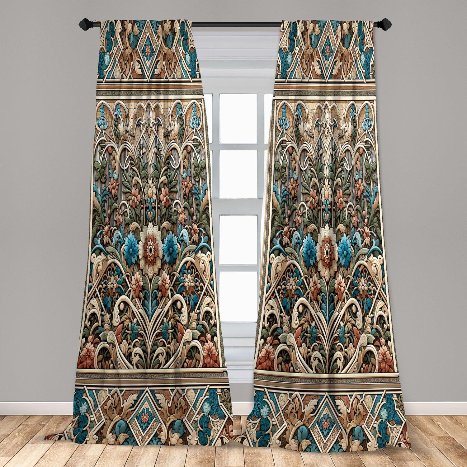 imageAmbesonne Dinosaur Curtains Delicate Cartoon Animals of Jurassic Scenario Funny Jungle Pastel Tones Window Treatments 2 Panel Set for Living Room Bedroom Pair of 28 x 95 Blush Blue Grey WhiteChampagne Pale Blue Ecru