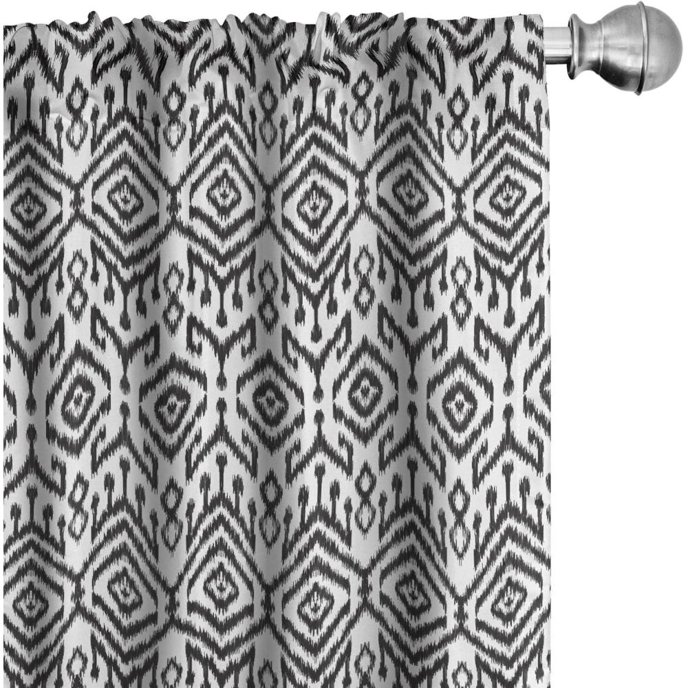 imageAmbesonne Black and White Curtains Monochrome Ikat Pattern Bohemian Chevron Modern Scribble Print Window Treatments 2 Panel Set for Living Room Bedroom Pair of 28 x 63 White and Charcoal