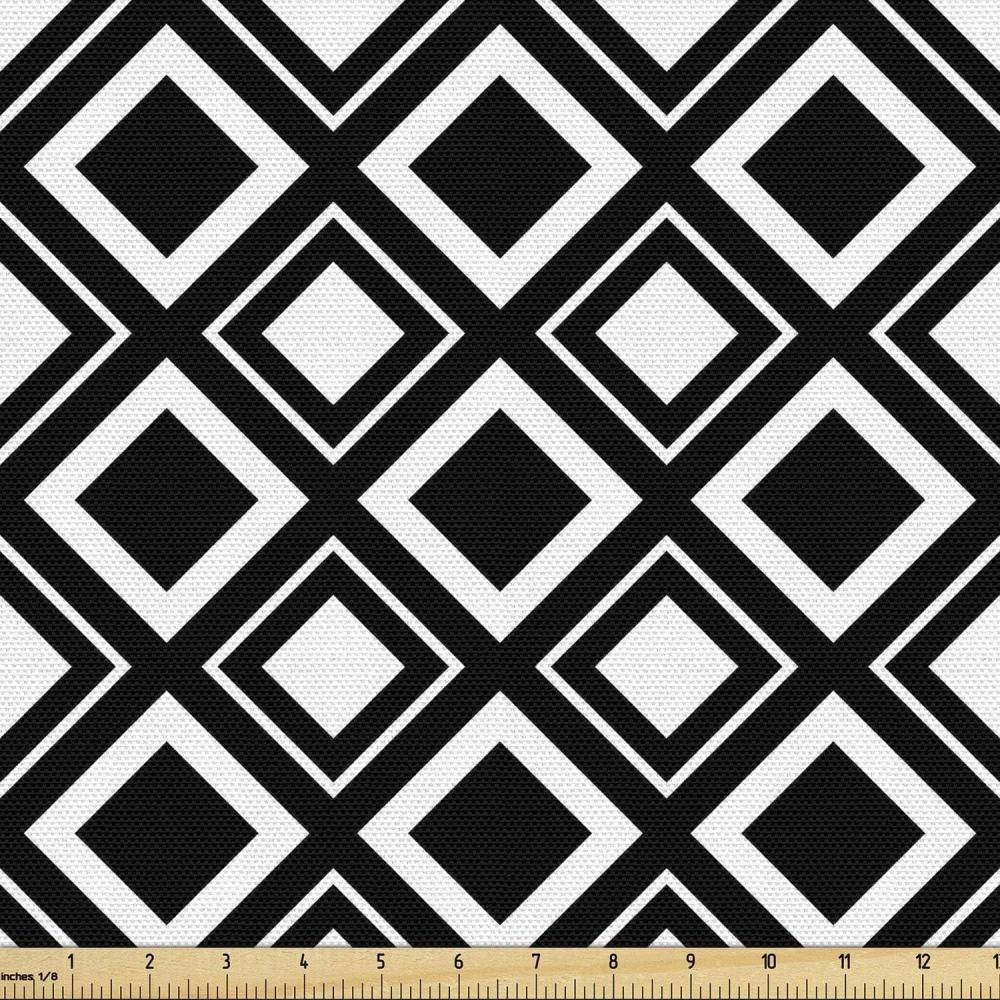 imageAmbesonne Black and White Fabric by The Yard Monochrome Background with Square Shapes Diagonal Pattern Modern Geometric Decorative Fabric for Upholstery and Home Accents 2 Yards Black CharcoalBlack Charcoal