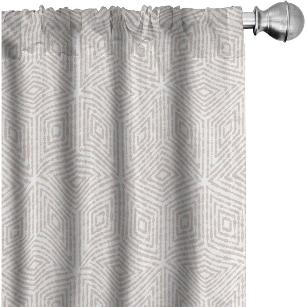 imageAmbesonne Geometric Curtains Abstract Dotted Lines Forming Concentric Rhombus Floor Tiling Pattern Window Treatments 2 Panel Set for Living Room Bedroom Decor 56 x 63 White Taupe