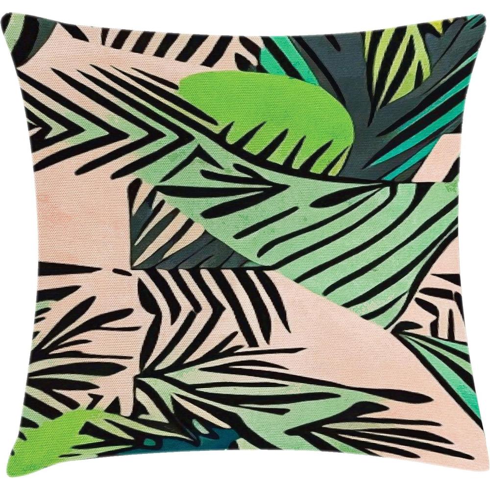 imageAmbesonne Mid Century Modern Boho Throw Pillow Cushion Cover Blurry Effect Forest of Leafy Art Exotics Fun Decorative Square Accent Pillow Case 26 X 26 Pale Salmon and Charcoal Grey