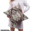 Ambesonne Black and White Fabric by The Yard, Monochrome Background with Square Shapes Diagonal Pattern Modern Geometric, Decorative Fabric for Upholstery and Home Accents, 2 Yards, Black Charcoal(Beige Brown)