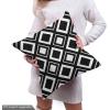 Ambesonne Black and White Fabric by The Yard, Monochrome Background with Square Shapes Diagonal Pattern Modern Geometric, Decorative Fabric for Upholstery and Home Accents, 2 Yards, Black Charcoal(Black Charcoal)