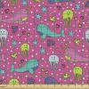 Ambesonne Black and White Fabric by The Yard, Monochrome Background with Square Shapes Diagonal Pattern Modern Geometric, Decorative Fabric for Upholstery and Home Accents, 2 Yards, Black Charcoal(Pink Green)