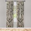 Ambesonne Dinosaur Curtains, Delicate Cartoon Animals of Jurassic Scenario Funny Jungle Pastel Tones, Window Treatments 2 Panel Set for Living Room Bedroom, Pair of – 28″ x 95″, Blush Blue Grey White(Dark Eggshell Tan and Grey)