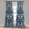 Ambesonne Dinosaur Curtains, Delicate Cartoon Animals of Jurassic Scenario Funny Jungle Pastel Tones, Window Treatments 2 Panel Set for Living Room Bedroom, Pair of – 28″ x 95″, Blush Blue Grey White(Sea Blue White Dark Grey)
