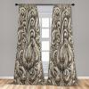 Ambesonne Dinosaur Curtains, Delicate Cartoon Animals of Jurassic Scenario Funny Jungle Pastel Tones, Window Treatments 2 Panel Set for Living Room Bedroom, Pair of – 28″ x 95″, Blush Blue Grey White(Dark Eggshell Tan and Grey)
