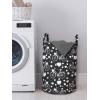 Ambesonne Hearts Laundry Bag, Bicycles and Heart and Romantic Scene Valentine’s Day Theme, Hamper Basket with Handles Drawstring Closure for Laundromats, 13″ x 19″, Dark Grey and White
