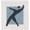 Ambesonne Mid Century Modern Boho Shower Curtain, Simple Silhouette of Man Freedom Vibe Rectangle Print, Cloth Fabric Bathroom Decor Set with Hooks, 69″ W x 105″ L, Blue Grey Charcoal Grey