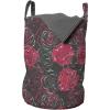 Ambesonne Floral Laundry Bag, Ombre Style Flourishing Rose Blooms Valentines Anniversary Image, Hamper Basket with Handles Drawstring Closure for Laundromats, 13″ x 19″, Charcoal Grey Magenta