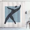 Ambesonne Mid Century Modern Boho Shower Curtain, Simple Silhouette of Man Freedom Vibe Rectangle Print, Cloth Fabric Bathroom Decor Set with Hooks, 69″ W x 105″ L, Blue Grey Charcoal Grey