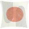 Ambesonne Mid Century Modern Boho Throw Pillow Cushion Cover, Grunge Planet Inspired Round with Stripes on Ivory Back, Decorative Square Accent Pillow Case, 20″ X 20″, Salmon Charcoal Grey
