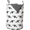 Ambesonne Valentine’s Day Laundry Bag, Illustration of Doodle Hearts Drawn by Hand Romantic Love Ornaments, Hamper Basket with Handles Drawstring Closure for Laundromats, 13″ x 19″, Dark Grey White