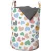 Ambesonne Valentine’s Day Laundry Bag, Romantic Theme Colorful Dotted Heart Motifs Image on Plain Background, Hamper Basket with Handles Drawstring Closure for Laundromats, 13″ x 19″, White Multicolor