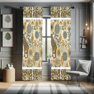 Ambesonne Dinosaur Curtains, Delicate Cartoon Animals of Jurassic Scenario Funny Jungle Pastel Tones, Window Treatments 2 Panel Set for Living Room Bedroom, Pair of – 28″ x 95″, Blush Blue Grey White(Sand Brown and Laurel Green)
