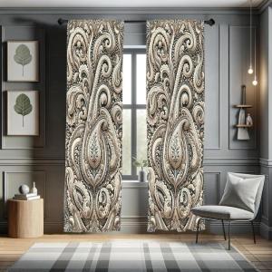 Ambesonne Dinosaur Curtains, Delicate Cartoon Animals of Jurassic Scenario Funny Jungle Pastel Tones, Window Treatments 2 Panel Set for Living Room Bedroom, Pair of – 28″ x 95″, Blush Blue Grey White(Dark Eggshell Tan and Grey)