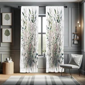 Ambesonne Dinosaur Curtains, Delicate Cartoon Animals of Jurassic Scenario Funny Jungle Pastel Tones, Window Treatments 2 Panel Set for Living Room Bedroom, Pair of – 28″ x 95″, Blush Blue Grey White(Laurel Green Multicolor)