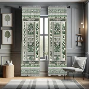 Ambesonne Dinosaur Curtains, Delicate Cartoon Animals of Jurassic Scenario Funny Jungle Pastel Tones, Window Treatments 2 Panel Set for Living Room Bedroom, Pair of – 28″ x 95″, Blush Blue Grey White(Peacock Green and Pale Tan)