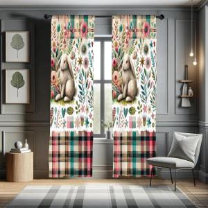 Ambesonne Dinosaur Curtains, Delicate Cartoon Animals of Jurassic Scenario Funny Jungle Pastel Tones, Window Treatments 2 Panel Set for Living Room Bedroom, Pair of – 28″ x 95″, Blush Blue Grey White(Pale Mustard Multicolor)