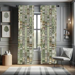 Ambesonne Dinosaur Curtains, Delicate Cartoon Animals of Jurassic Scenario Funny Jungle Pastel Tones, Window Treatments 2 Panel Set for Living Room Bedroom, Pair of – 28″ x 95″, Blush Blue Grey White(Pale Green Khaki)