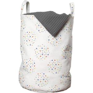 Ambesonne Hearts Laundry Bag, Repetitive Cutsy Love Romance Valentines Design in Circles on Muted Tone Background, Hamper Basket with Handles Drawstring Closure for Laundromats, 13″ x 19″, Multicolor