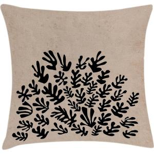 Ambesonne Mid Century Modern Boho Throw Pillow Cushion Cover, Contemporary Leaves Silhouettes Rectangle Shapes Art, Decorative Square Accent Pillow Case, 16″ X 16″, Warm Taupe Charcoal Grey