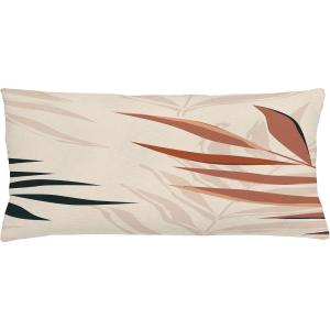 Ambesonne Mid Century Modern Boho Throw Pillow Cushion Cover, Pastel Colors Minimal Design of Tropical Leafy Scene, Decorative Rectangle Accent Pillow Case, 36″ X 16″, Fern Green Pale Vermilion