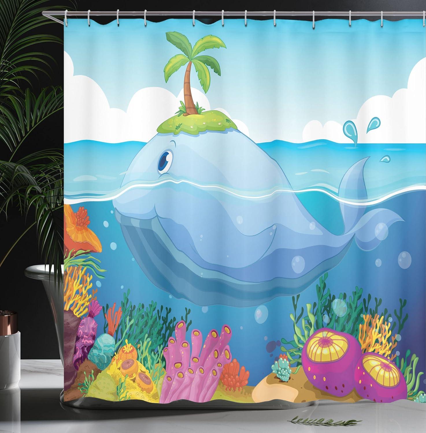 imageAmbesonne Fantasy Shower Curtain Hot Air Balloons in The Clouds Dream Journey to Secret Paradise Romantic Design Cloth Fabric Bathroom Decor Set with Hooks 69 W x 75 L Purple WhiteBlue Green Purple