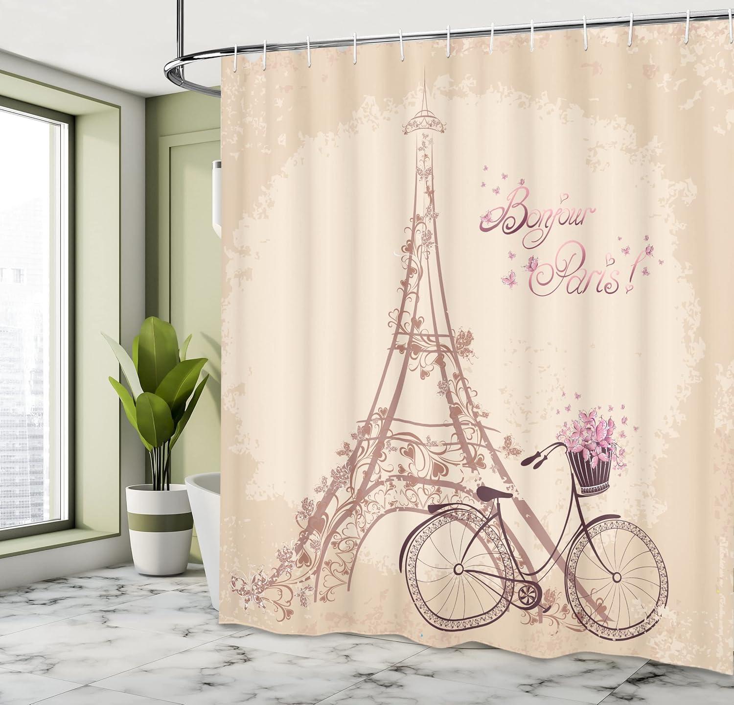 imageAmbesonne Fantasy Shower Curtain Hot Air Balloons in The Clouds Dream Journey to Secret Paradise Romantic Design Cloth Fabric Bathroom Decor Set with Hooks 69 W x 75 L Purple WhiteCream Pink