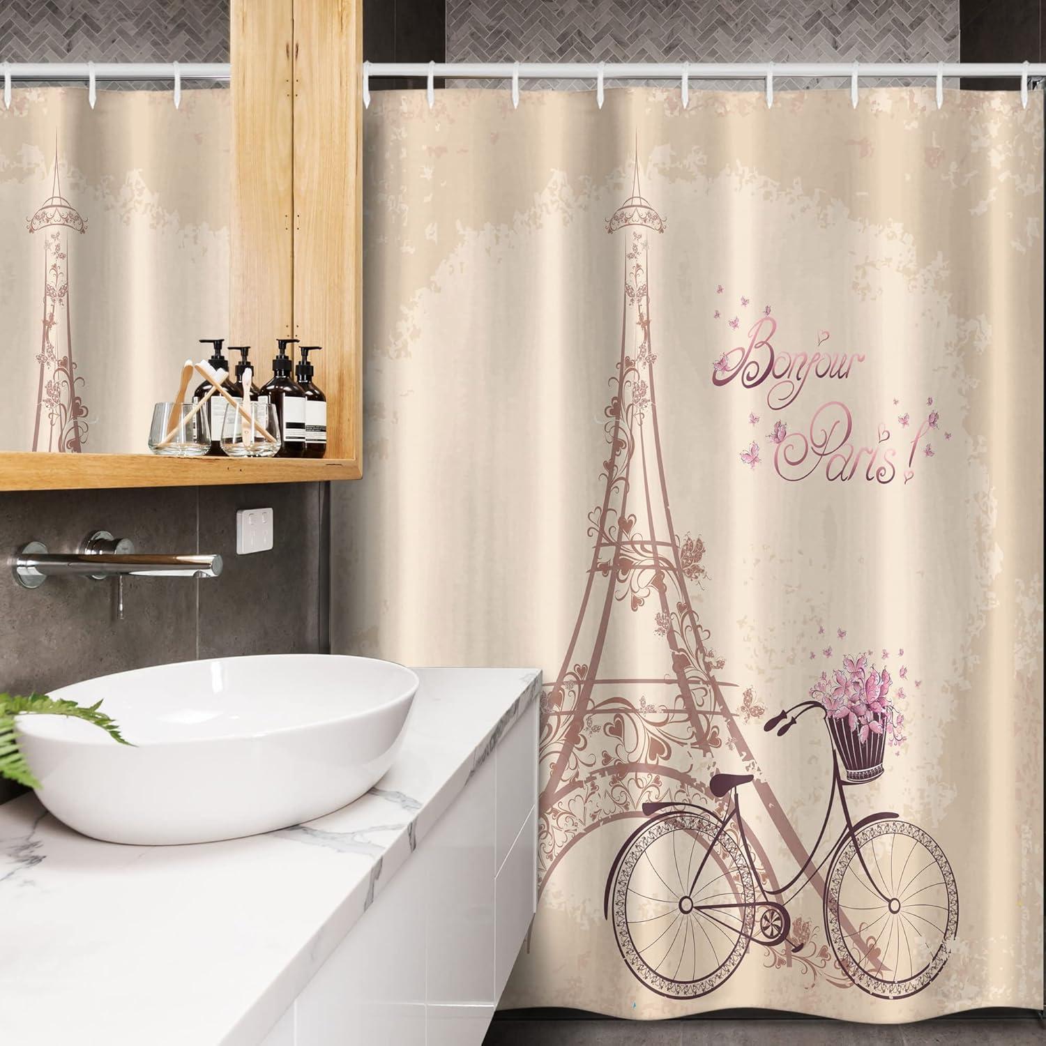 imageAmbesonne Fantasy Shower Curtain Hot Air Balloons in The Clouds Dream Journey to Secret Paradise Romantic Design Cloth Fabric Bathroom Decor Set with Hooks 69 W x 75 L Purple WhiteCream Pink