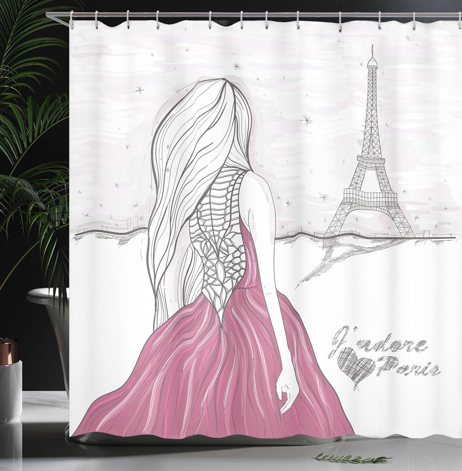 imageAmbesonne Fantasy Shower Curtain Hot Air Balloons in The Clouds Dream Journey to Secret Paradise Romantic Design Cloth Fabric Bathroom Decor Set with Hooks 69 W x 75 L Purple WhiteWhite Pink