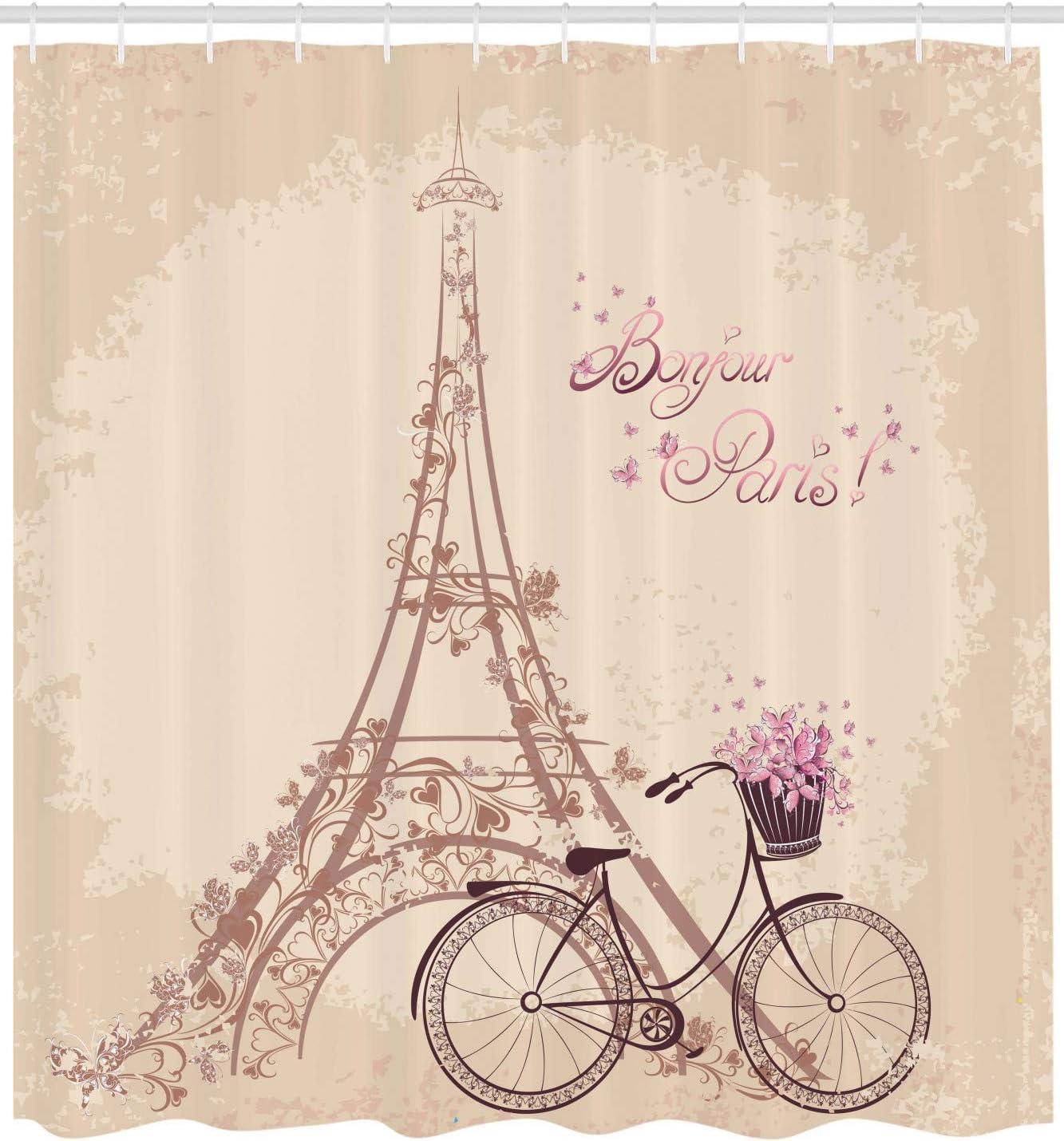 imageAmbesonne Fantasy Shower Curtain Hot Air Balloons in The Clouds Dream Journey to Secret Paradise Romantic Design Cloth Fabric Bathroom Decor Set with Hooks 69 W x 75 L Purple WhiteCream Pink