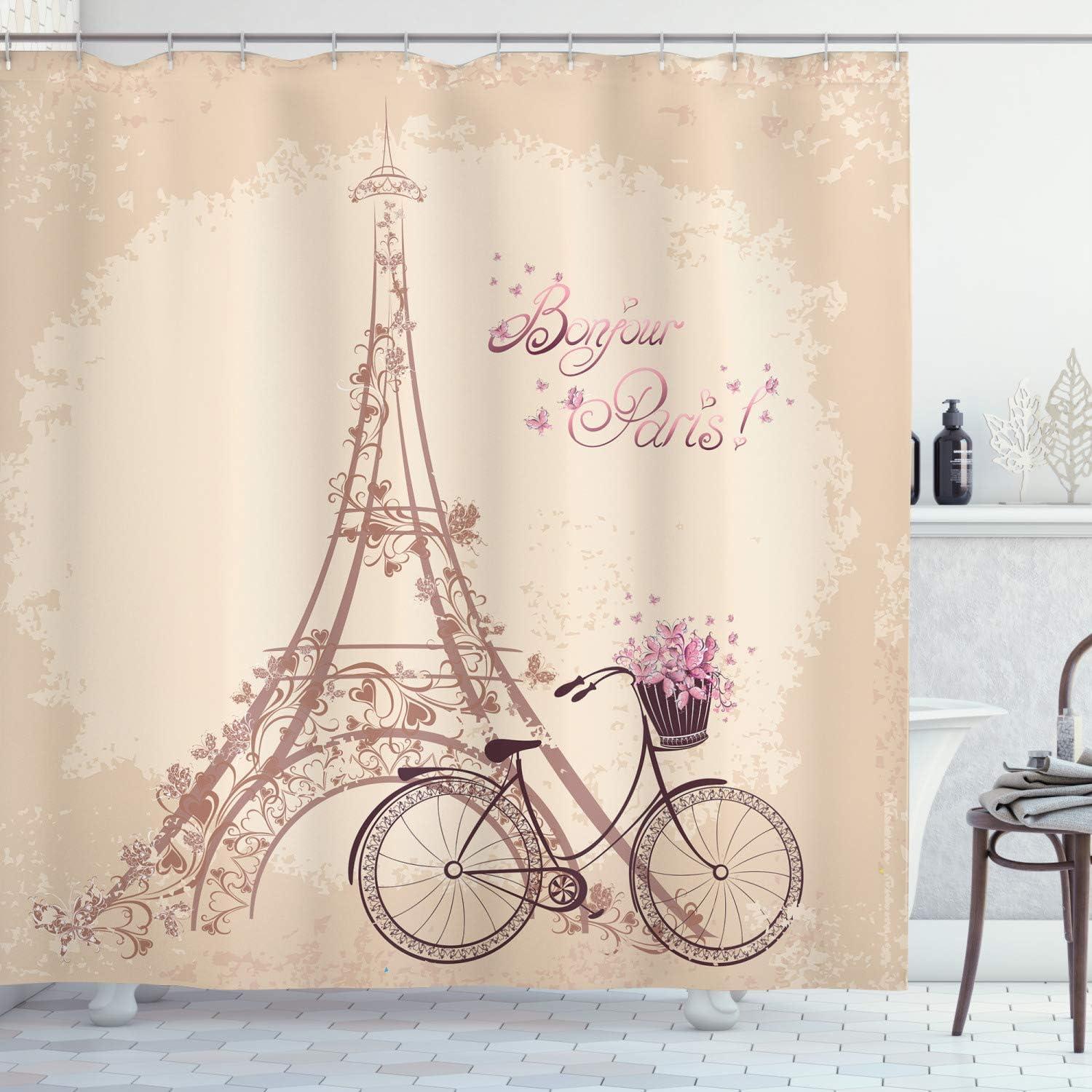 imageAmbesonne Fantasy Shower Curtain Hot Air Balloons in The Clouds Dream Journey to Secret Paradise Romantic Design Cloth Fabric Bathroom Decor Set with Hooks 69 W x 75 L Purple WhiteCream Pink