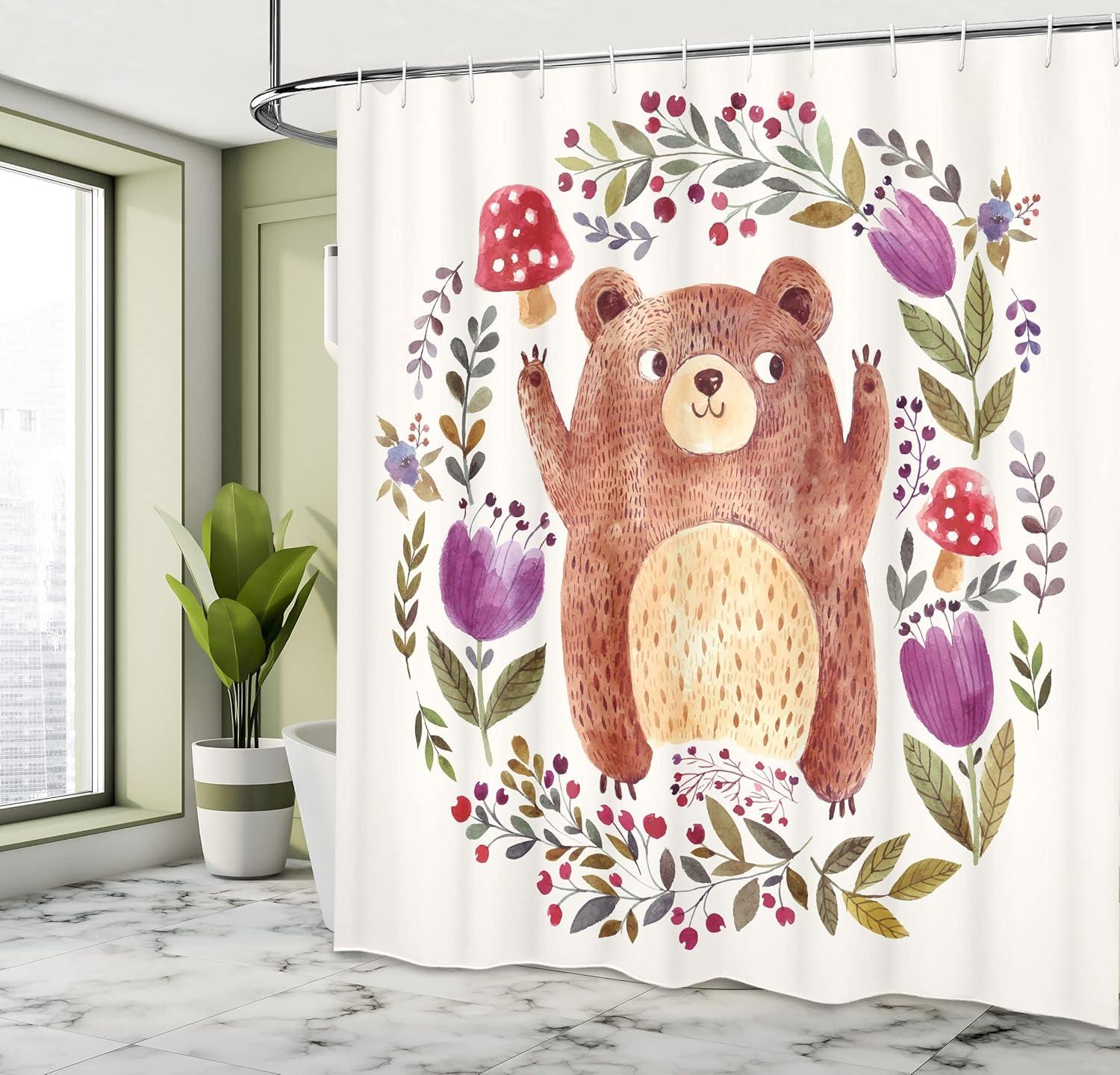 imageAmbesonne Fantasy Shower Curtain Hot Air Balloons in The Clouds Dream Journey to Secret Paradise Romantic Design Cloth Fabric Bathroom Decor Set with Hooks 69 W x 75 L Purple WhitePurple Green