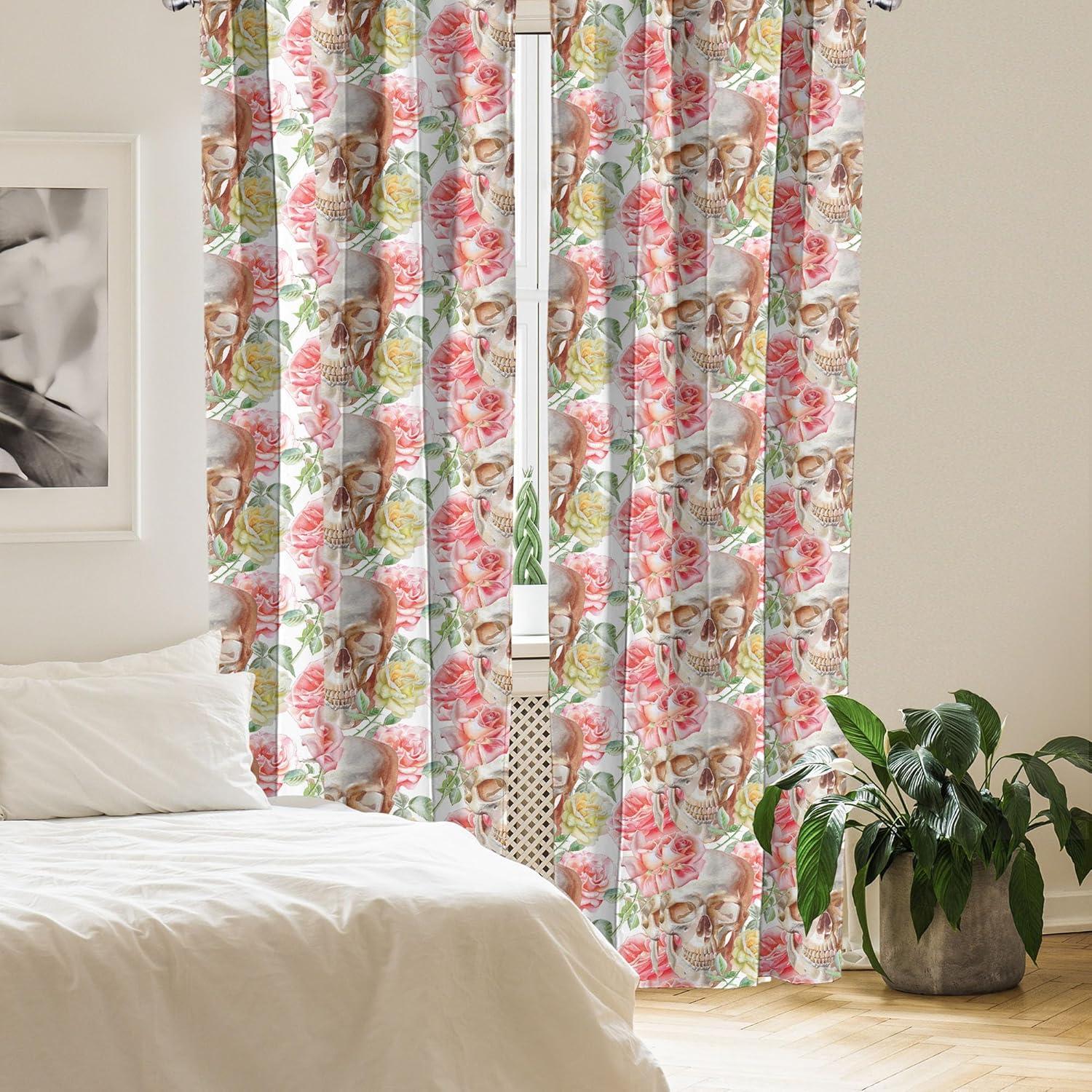 imageAmbesonne Floral Curtains Roses for Valentine Love Team Holiday Celebration Botanical Artwork on Hue Back Window Treatments 2 Panel Set for Living Room Bedroom Pair of 28 x 95 Dimgray BlushGrey Yellow Ecru and Coral