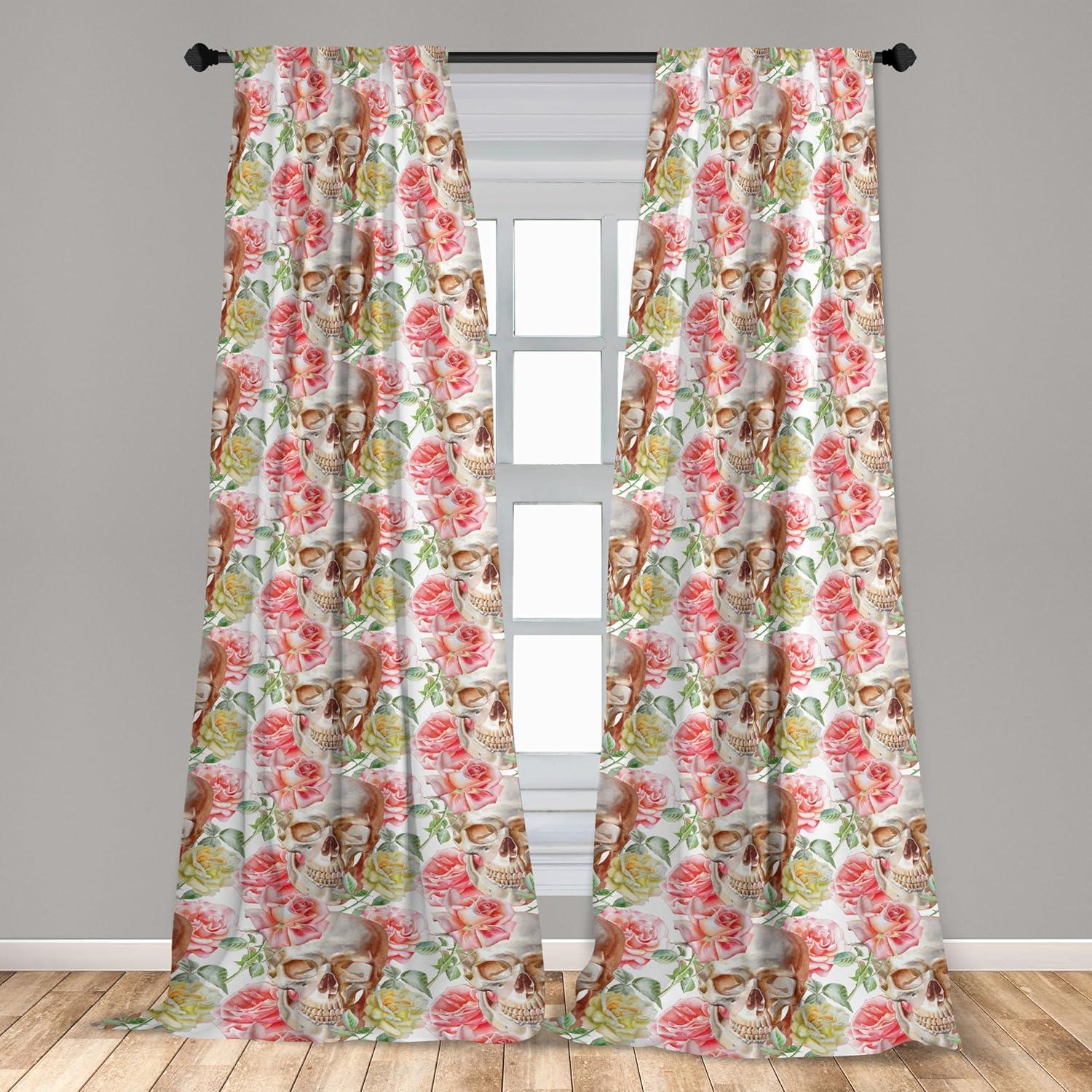 imageAmbesonne Floral Curtains Roses for Valentine Love Team Holiday Celebration Botanical Artwork on Hue Back Window Treatments 2 Panel Set for Living Room Bedroom Pair of 28 x 95 Dimgray BlushGrey Yellow Ecru and Coral